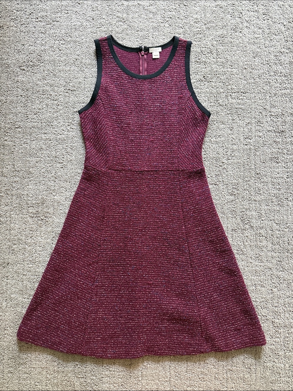 J.Crew Tweed Sleeveless Dress in Maroon